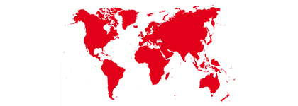 an red-white map of the entire world